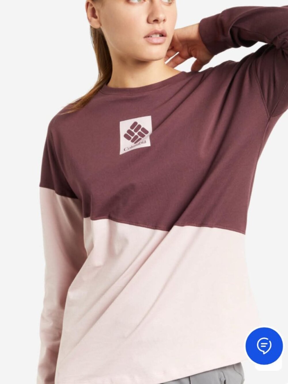 Columbia Park Women's Long Sleeve Tee Diagonal Color Block Design sz Medium